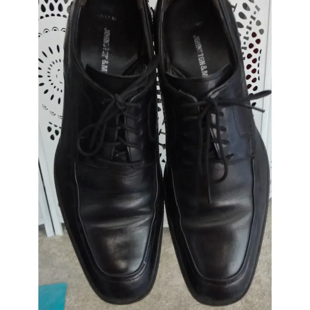Johnston Murphy Black Leather Apron Square Toe Oxford Dress Shoes Men 11 Lace Up